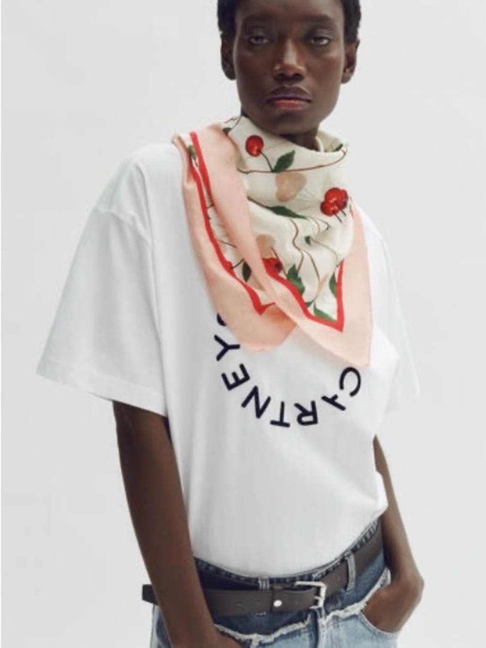 H&M Stella McCartney cherry Silk Scarf - cherry, Cream, Red